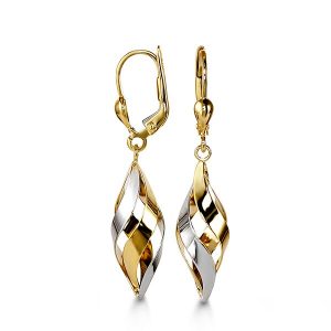 10K Yellow Gold /White Gold Twist Dangle earring