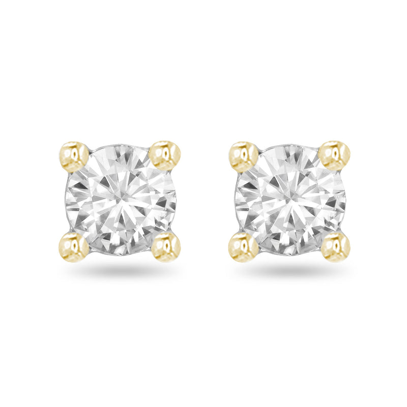 14k Yellow Gold 3mm Round Cubic Zirconia solitaire earrings