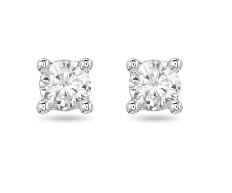 14k White Gold  7mm Round Cubic Zirconia solitaire earrings