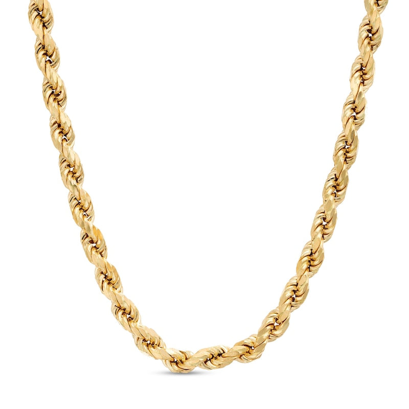 10k Yellow Gold 4.0mm Hollow Rope  Chain 28"