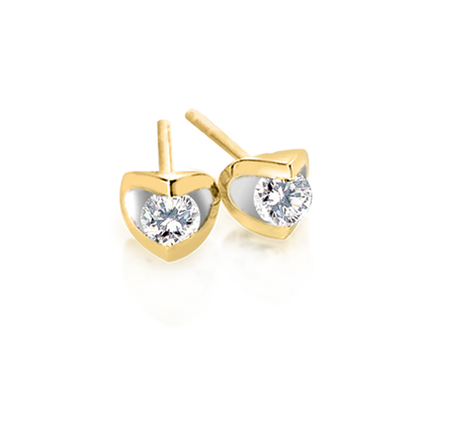 14k Yellow Gold  0.10CT Canada Star Canadian Diamond  half moon earring