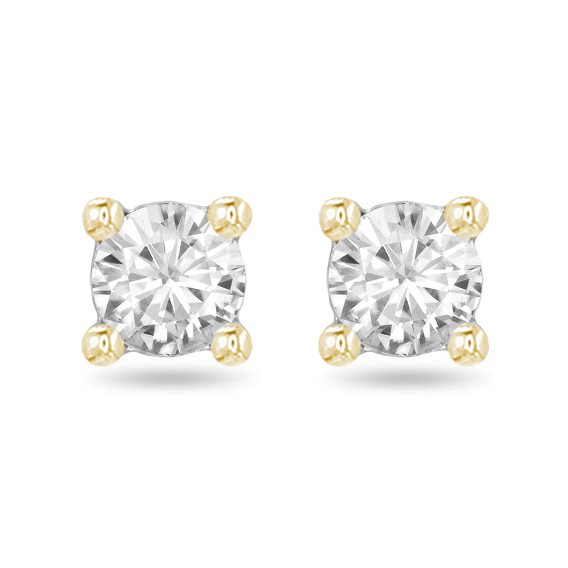 14k Yellow Gold 2mm Round Cubic Zirconia solitaire earrings