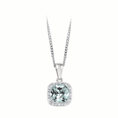 Silver 0.06ct Diamond And Birthstone pendant w/ Silver chain