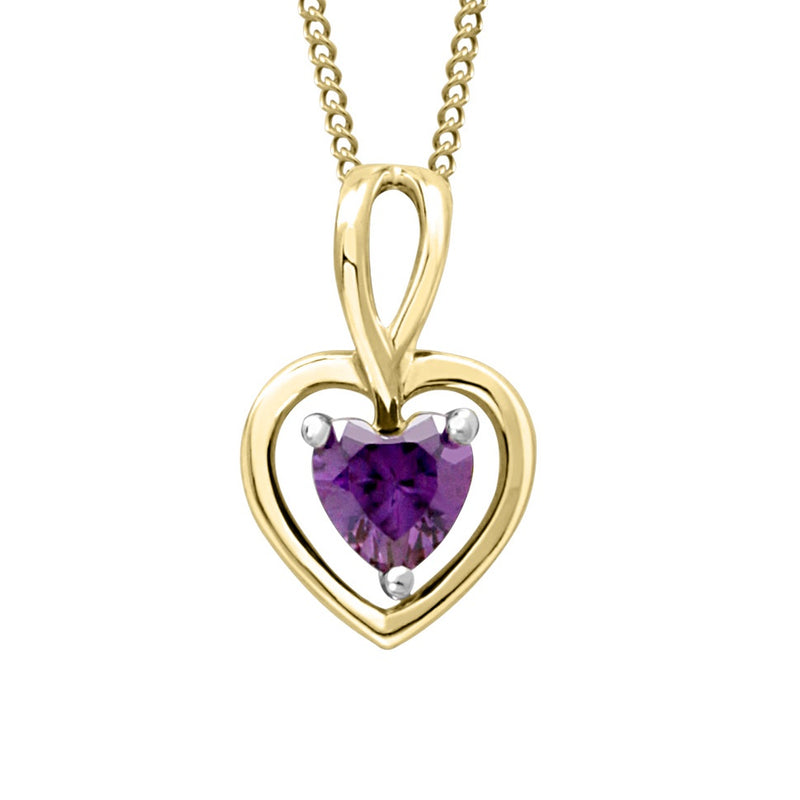10K Yellow Gold AMETHYST PENDANT WITH CHAIN 17"
