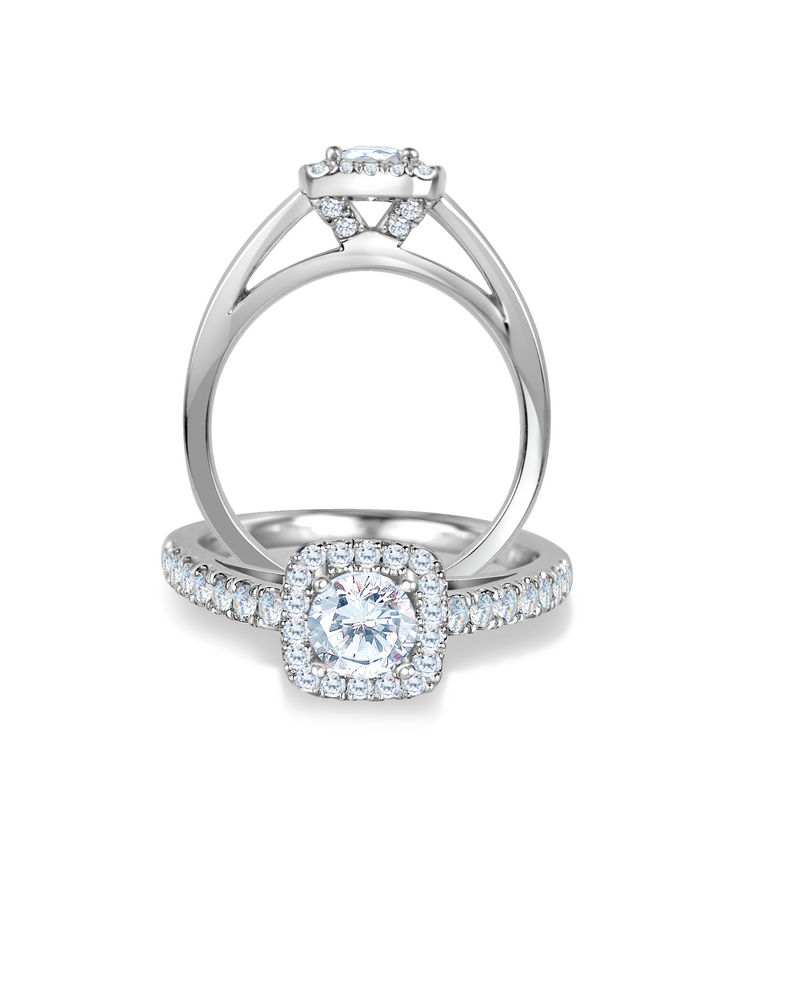 14K White Gold 1.32ct Diamond Halo Engagement Ring