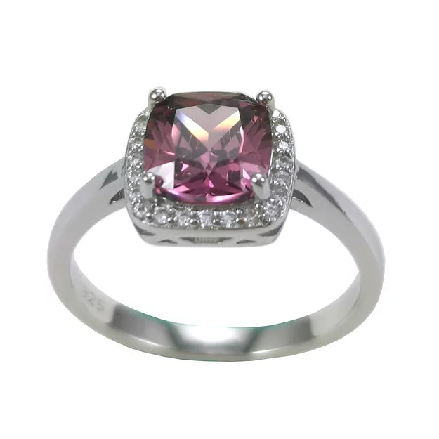 Silver  Cubic Zirconia PINK TOPAZ Ring
