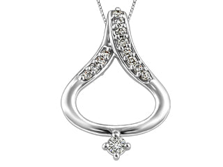 10k White Gold 0.127CT Canadian Diamond  pendant with chain 18"