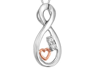 10K White Gold/Rose Gold  0.055CT CANADIAN DIAMOND  PENDANT WITH CHAIN 18"