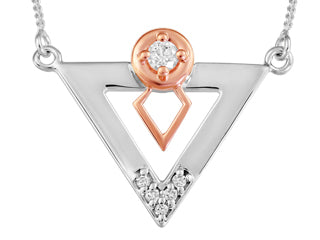 10K White Gold/Rose Gold  0.075CT CANADIAN DIAMOND  PENDANT WITH CHAIN 18"