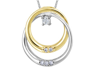 10K White Gold/ Yellow Gold  0.025CT DIAMOND YOU AND I ENDLESS LOVE PENDANT W/CHAIN