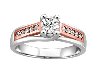 14K White Gold/Rose Gold 0.875CT Canadian Diamond Engagement Ring