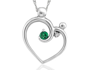 10K White Gold 0.01ct Diamond Emerald Pendant w/ chain 18"