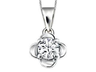 14K White Gold Canadian Diamond Pendant with Curb Chain 18"