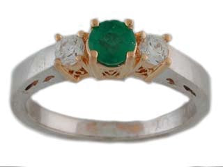 10K White Gold Diamond Emerald Ring