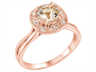 14K Rose Gold 0.05CT  Diamond Morganite Ring