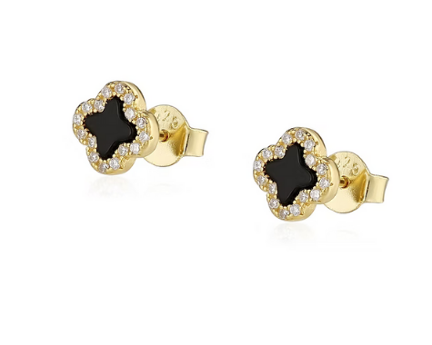 925 SILVER Cubic Zirconia  Gold Plate  EARRING (SKU SE24033)