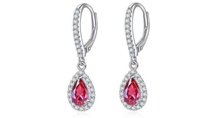 925 s. silver CZ lever backing teardrop earrings. (SKU SE24043)