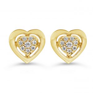 10K Yellow Gold 16=0.05RBC DIAMOND HEART EARRING (SKU E23019)