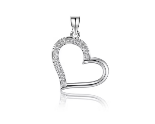 925 Silver  Cubic Zirconia  Pendant With  Box Chain  18" (SKU SP23017)