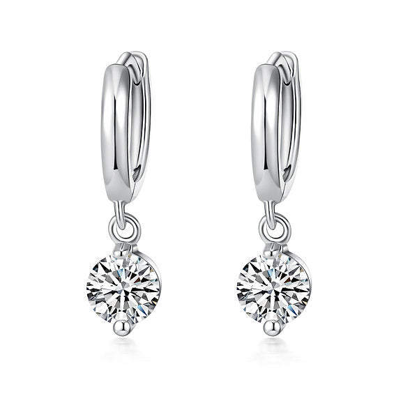 925 s. silver huggie earrings w 1 cz dangling (SKU SE24081)