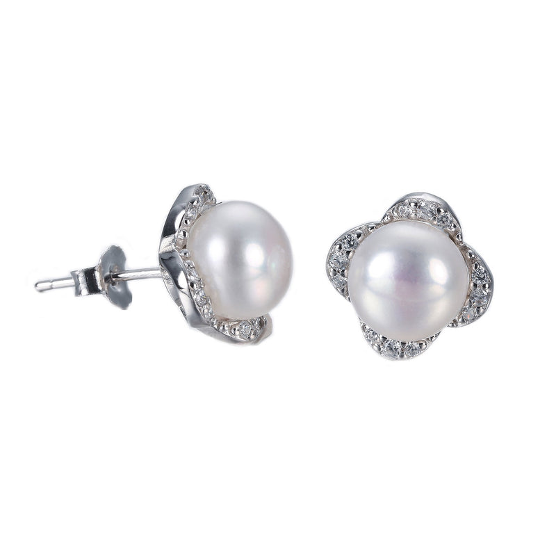 925 S. Silver CZ Pearl EARRING (SKU SE24008)