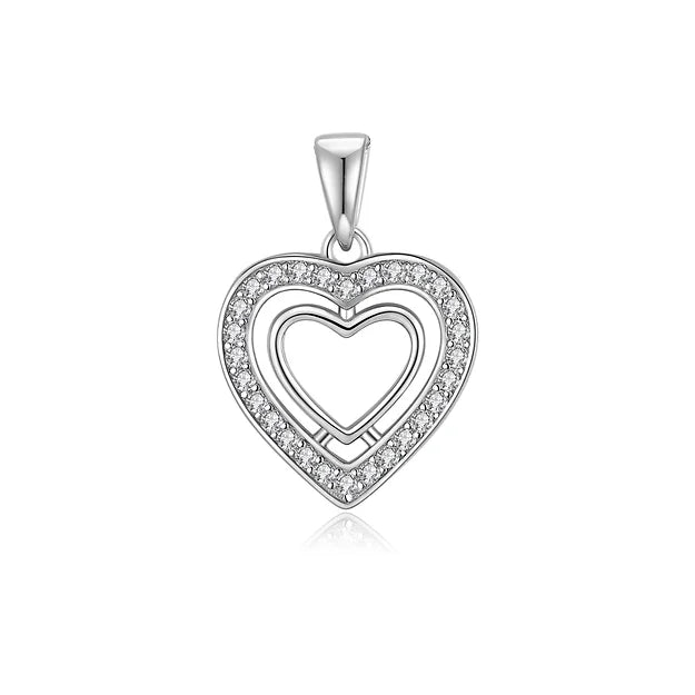 Silver  Cubic Zirconia  Pendant With  Box Chain  18"