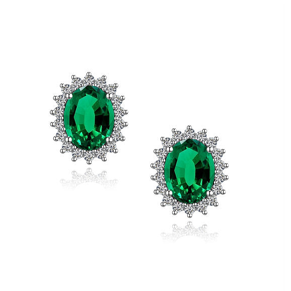 925 S. SILVER CZ EMERALD EARRINGS (SKU SE24077)