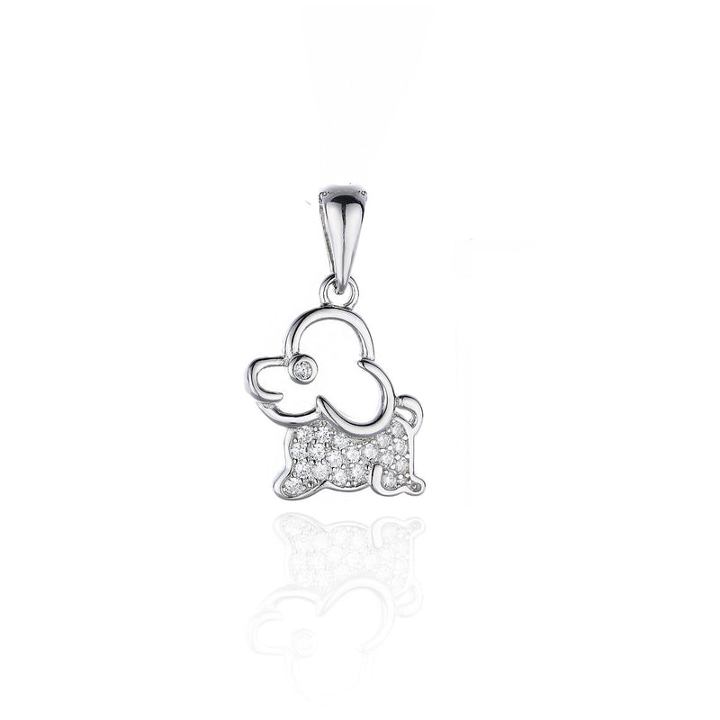 925 S. SILVER CZ  PENDANT WITH BOX CHAIN 18" (SKU SP24034)