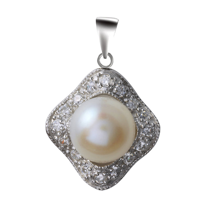 925 S. SILVER Fresh Water Pearl  CZ PENDANT (SKU SP24036)