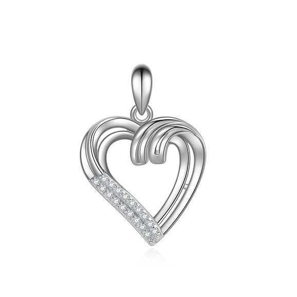 925 S. SILVER  CZ  HEART  PENDANT WITH BOX CHAIN 18" (SKU SP18056)