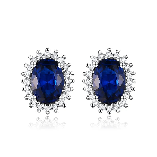 925 SILVER Cubic Zirconia  Sapphine EARRING