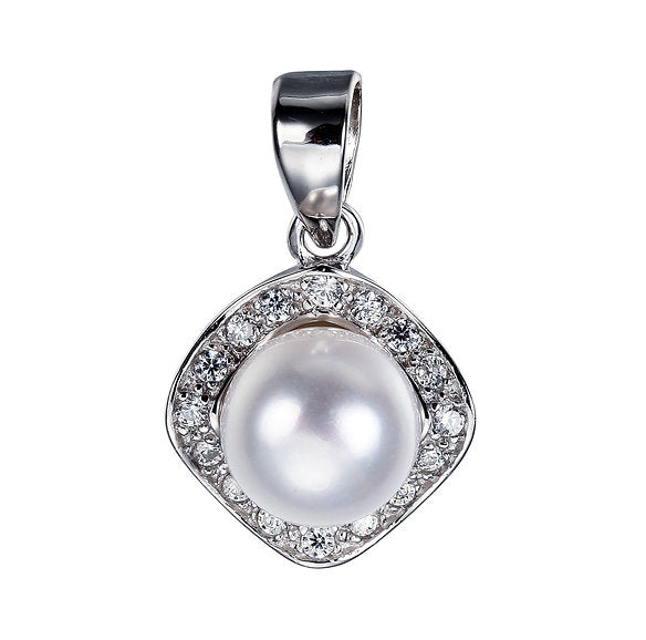 925 S. SILVER Fresh Water Pearl CZ PENDANT (SKU SP24062)