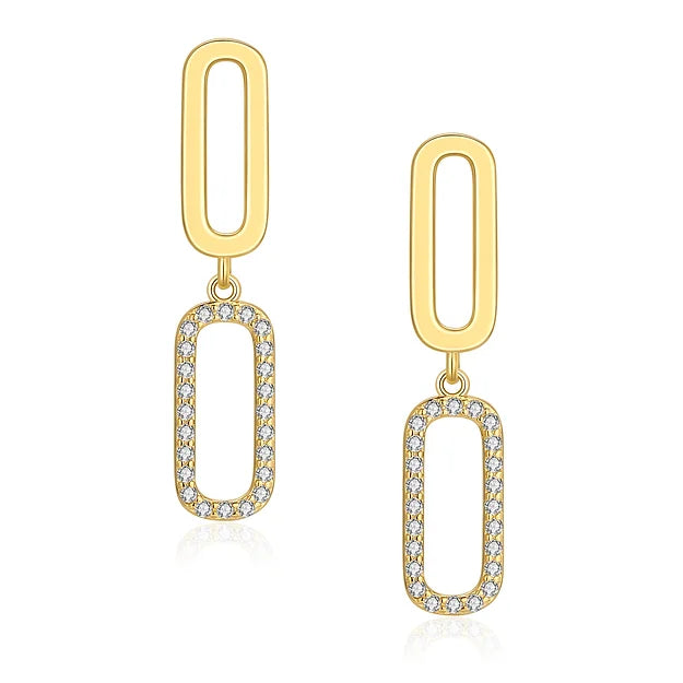 925 SILVER Cubic Zirconia  Gold Plat  EARRING