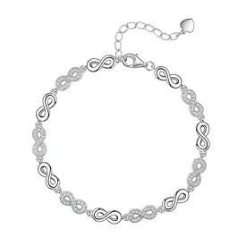 SILVER  Zirconia solitaire  INFINITY BRACELET