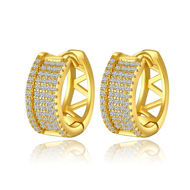 925 SILVER Cubic Zirconia  Gold Plat EARRING