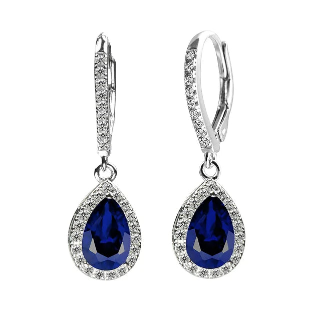 925 SILVER Cubic Zirconia  Sapphire EARRING