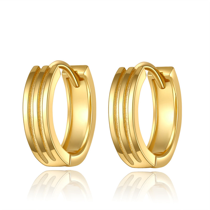 925 S. Silver HOOP Gold color  Earring (SKU SE24055)
