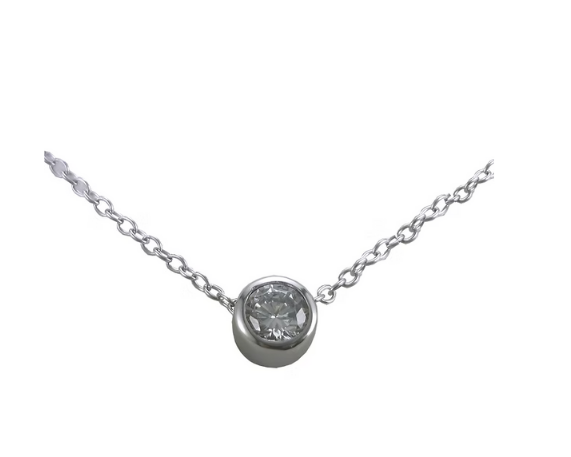 925 s. silver , 6mm cz, bezel setting necklace (SKU SP24032)