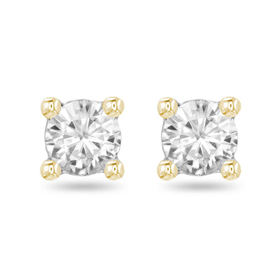 14k Yellow Gold 5mm Round Cubic Zirconia solitaire earrings
