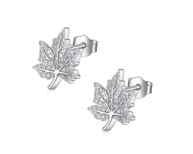 925 SILVER Cubic Zirconia Leaves EARRING (SKU SE14002)