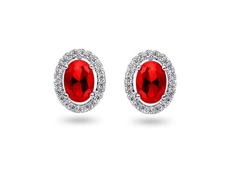 10K White Gold 0.21CT diamond  ruby earring