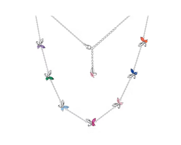 925 s. silver color cz butterfly necklace (SKU SP25008)