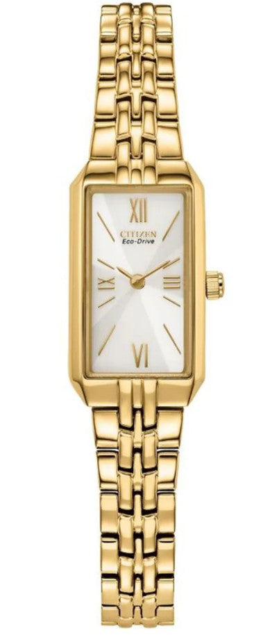 Ladies' Citizen Eco-Drive® Two-Tone Watch with White Dial (Model: EW15 – Simon's Jewellery
