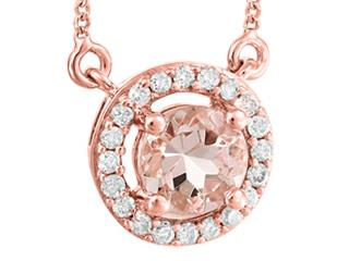 10K Rose Gold 0.10CT DIAMOND MORAGNITE PENDANT WITH CHAIN 18"