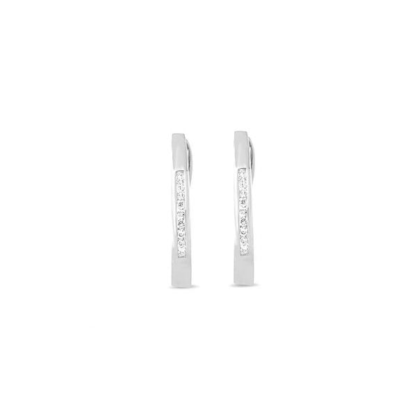 10K White Gold 18=0.072RBC  DIAMOND HUGGIE EARRING (SKU E23025)