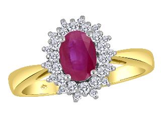 PRE-ORDER: 10K YELLOW GOLD 0.28CT DIAMOND AND RUBY RING W/CHAIN (SKU SJ-2848/R)