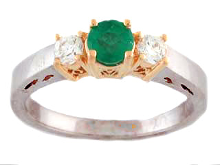 10K White Gold Diamond Emerald Ring (SKU R16227)