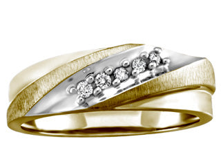 10K White Gold/Yellow Gold 0.075CT Diamond Men&