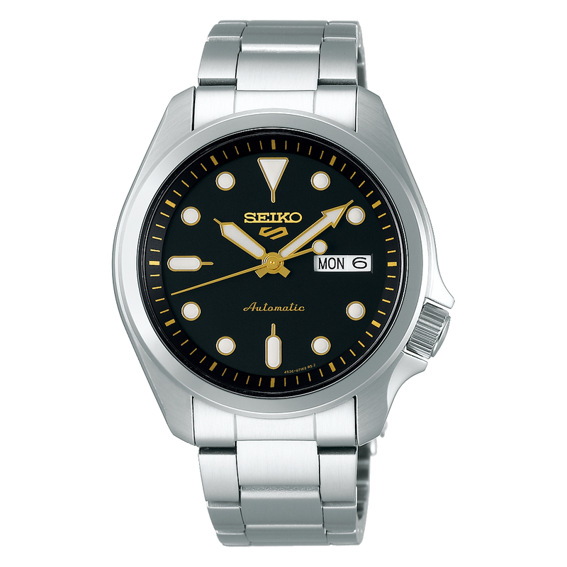 Seiko 5 Sports 24-Jewel Automatic Watch with Black Dial and SS Bracelet SRPE57 (Pre-Order)