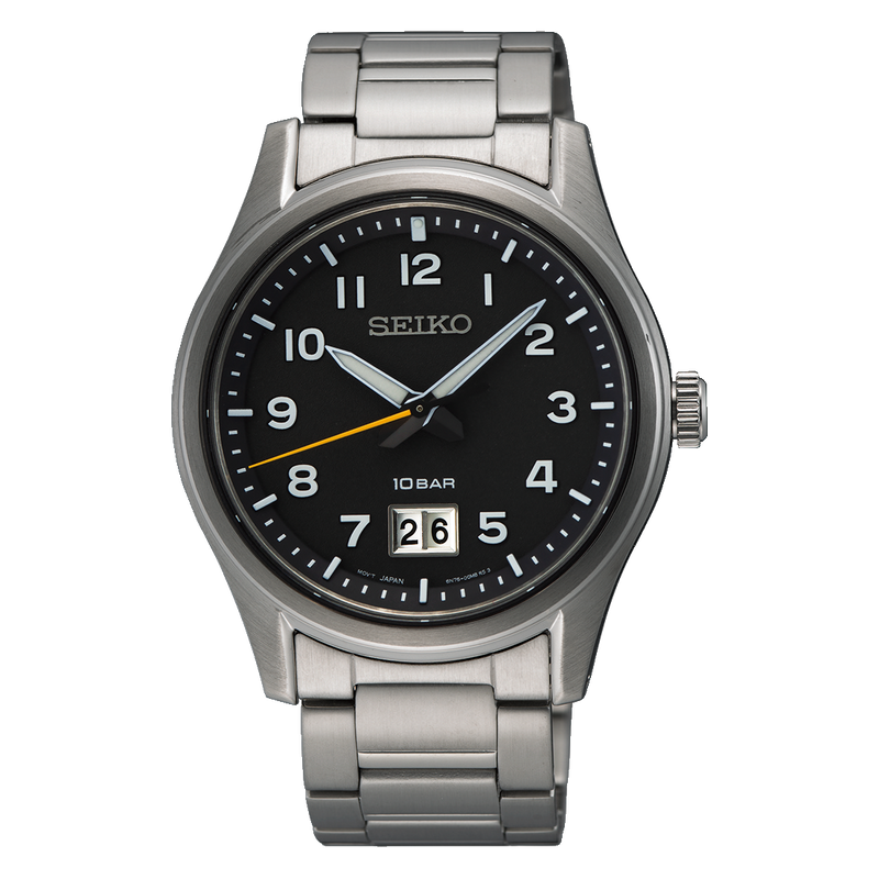 Seiko Mens Classic Quartz Black Dial Watch SUR569 (Pre-Order)